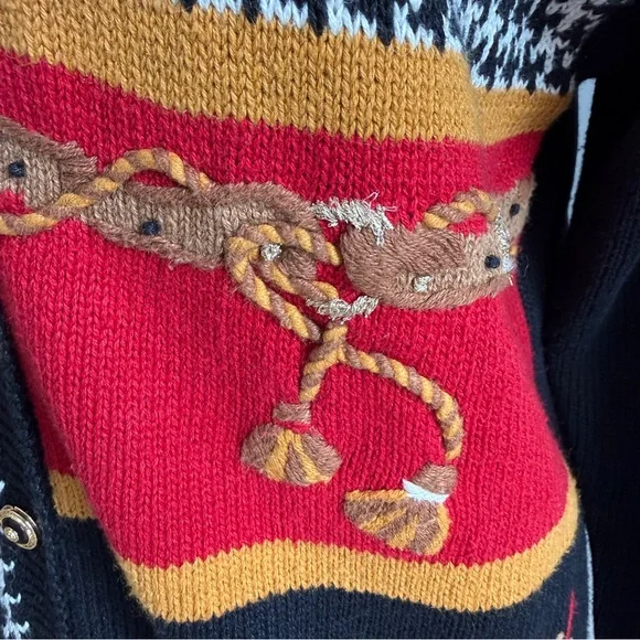 Women's Classic Equestrian Cardigan Bit Bridle Crest Houndstooth Buckle S - Picture 5 of 7